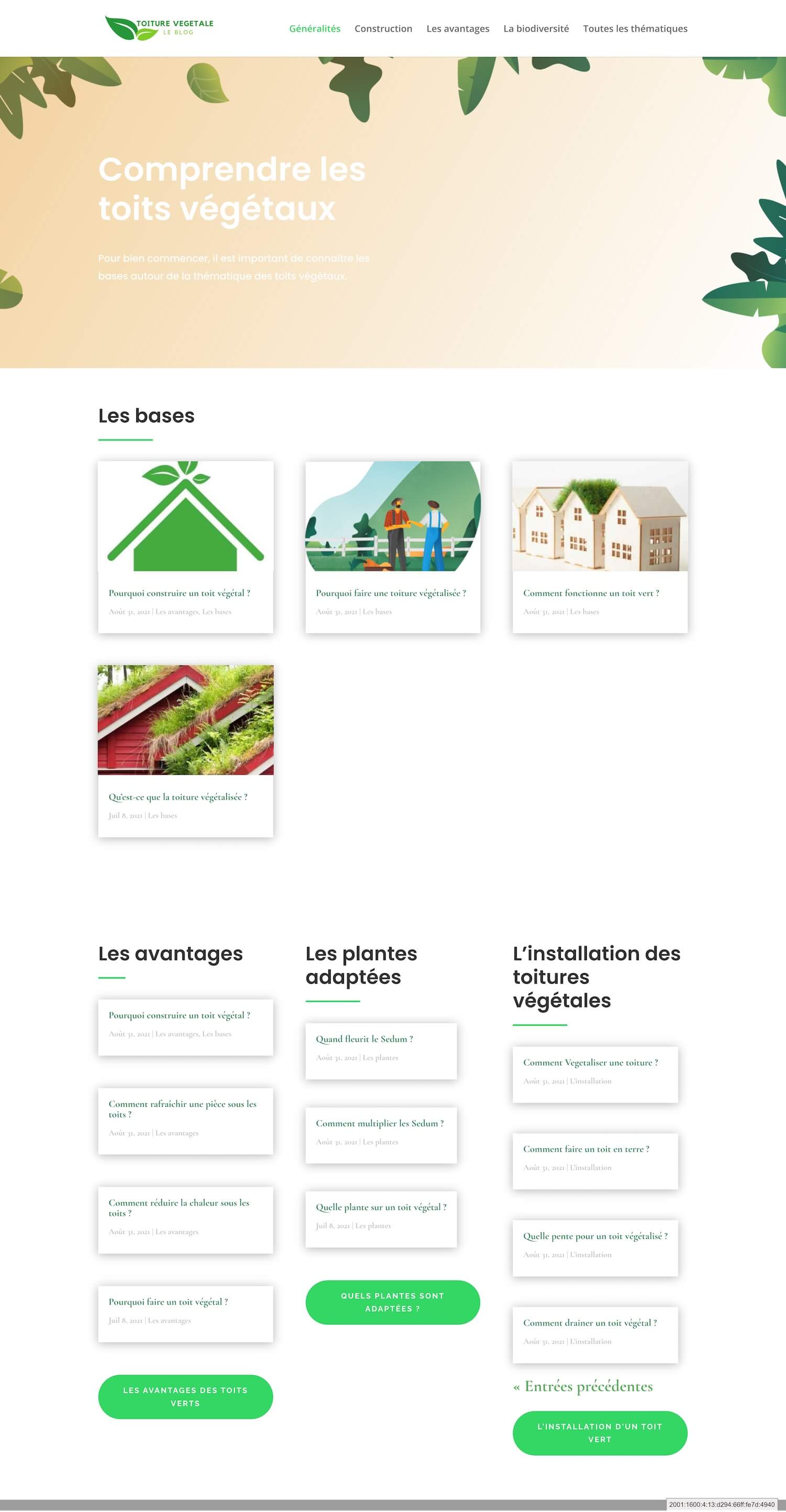 Création de site web pour une entreprise de toiture végétales à Genève
